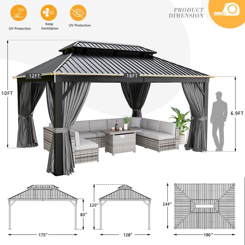 Wayfair Aluminum Patio Gazebo With Double Roof