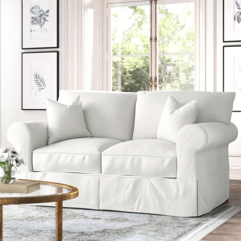 Wayfair Amari 63" Rolled Arm Slipcovered Loveseat