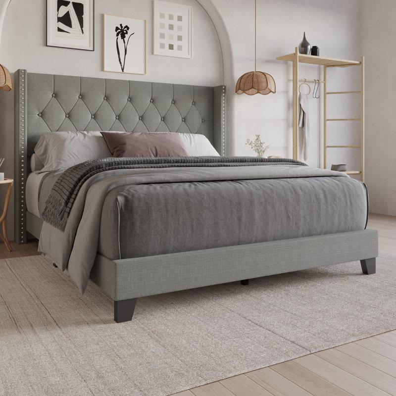 Wayfair Ameire Upholstered Wingback Bed