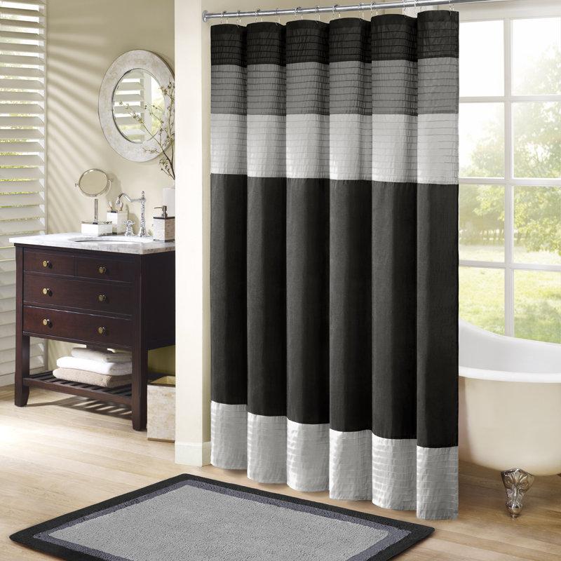 Wayfair Amherst Striped Faux Silk Shower Curtain