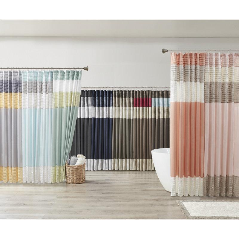 Wayfair Amherst Striped Faux Silk Shower Curtain