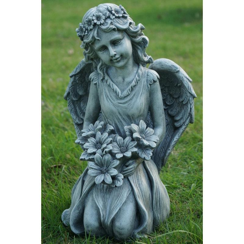 Wayfair Angel Kneeling And Holding Flowers Statue