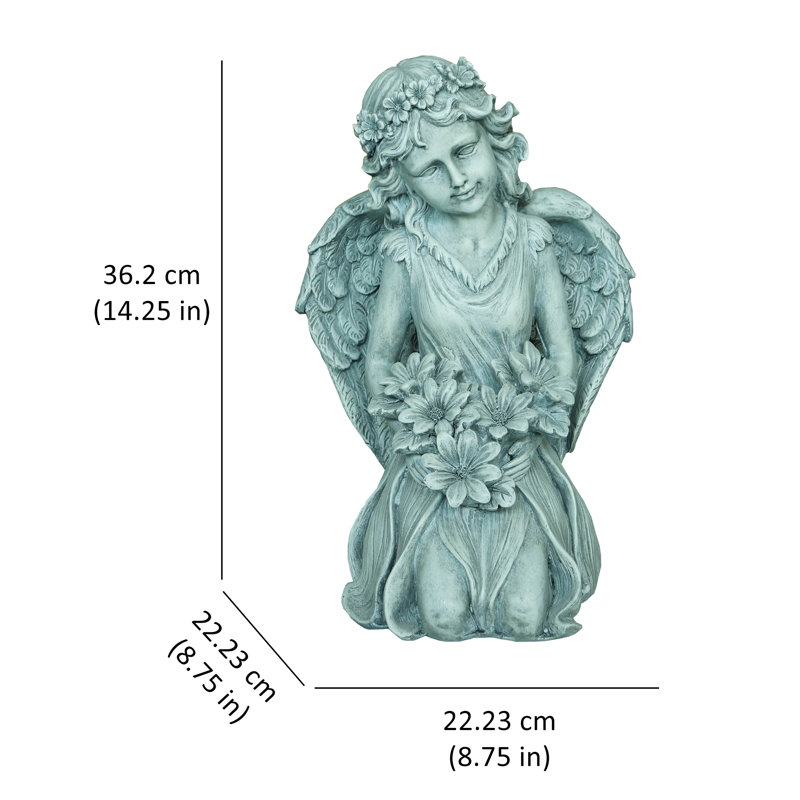 Wayfair Angel Kneeling And Holding Flowers Statue