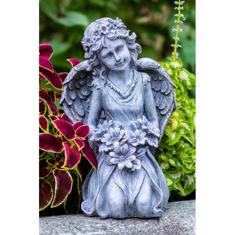 Wayfair Angel Kneeling and Holding Flowers Statue