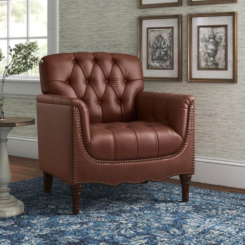 Wayfair Annja 32" W Tufted Genuine Leather Armchair