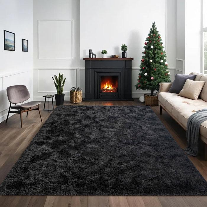 Wayfair Antrese Shag Black Area Rug