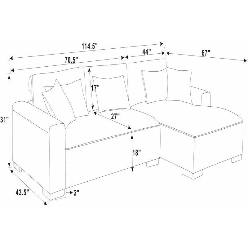 Wayfair Asyiah 2 - Piece Upholstered Sectional