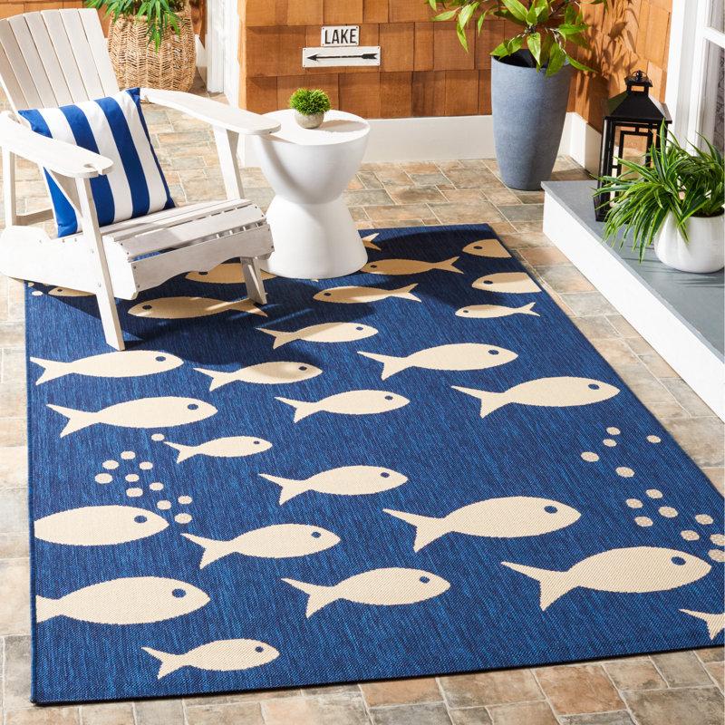Wayfair Avani Navy/Beige Indoor / Outdoor Area Rug