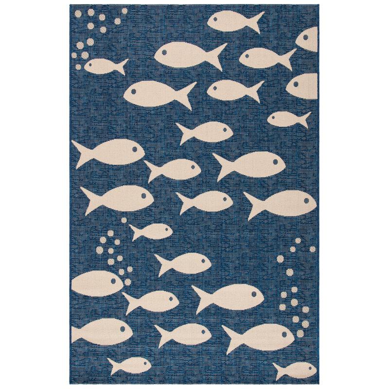 Wayfair Avani Navy/Beige Indoor / Outdoor Area Rug