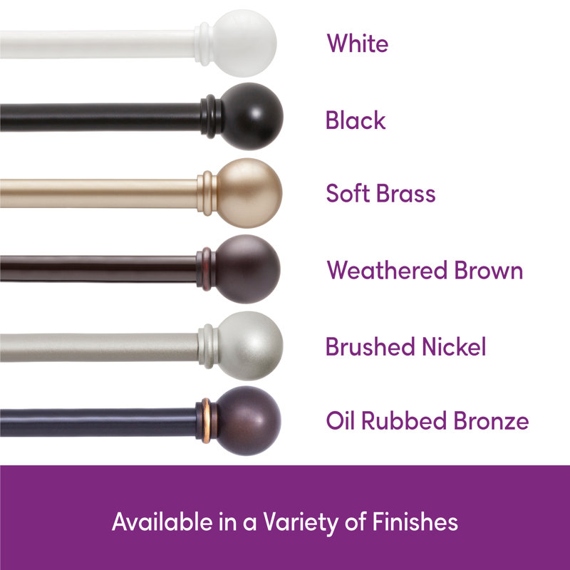 Wayfair Wayfair Basics Ball End Single Curtain Rod 28-48" Or 48-86" Adjustable Length 5/8" Dia. Steel
