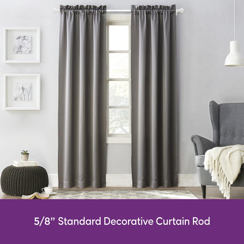 Wayfair Wayfair Basics Ball End Single Curtain Rod 28-48" Or 48-86" Adjustable Length 5/8" Dia. Steel