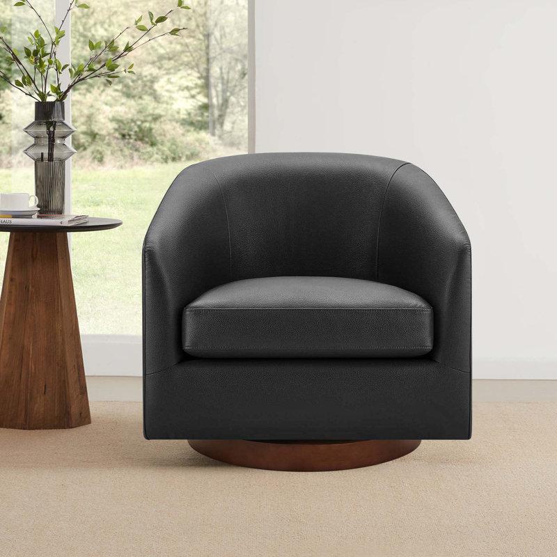 Wayfair Bennett Vegan Leather Swivel Barrel Chair