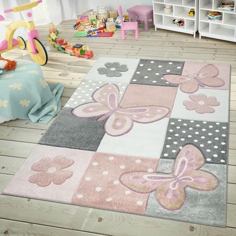 Wayfair Caban Gray/White/Pink Area Rug