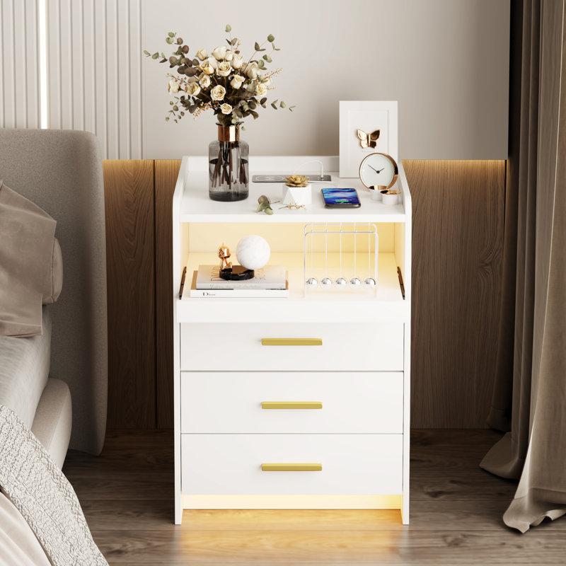 Wayfair Eaden 3 Drawer Nightstand With Light