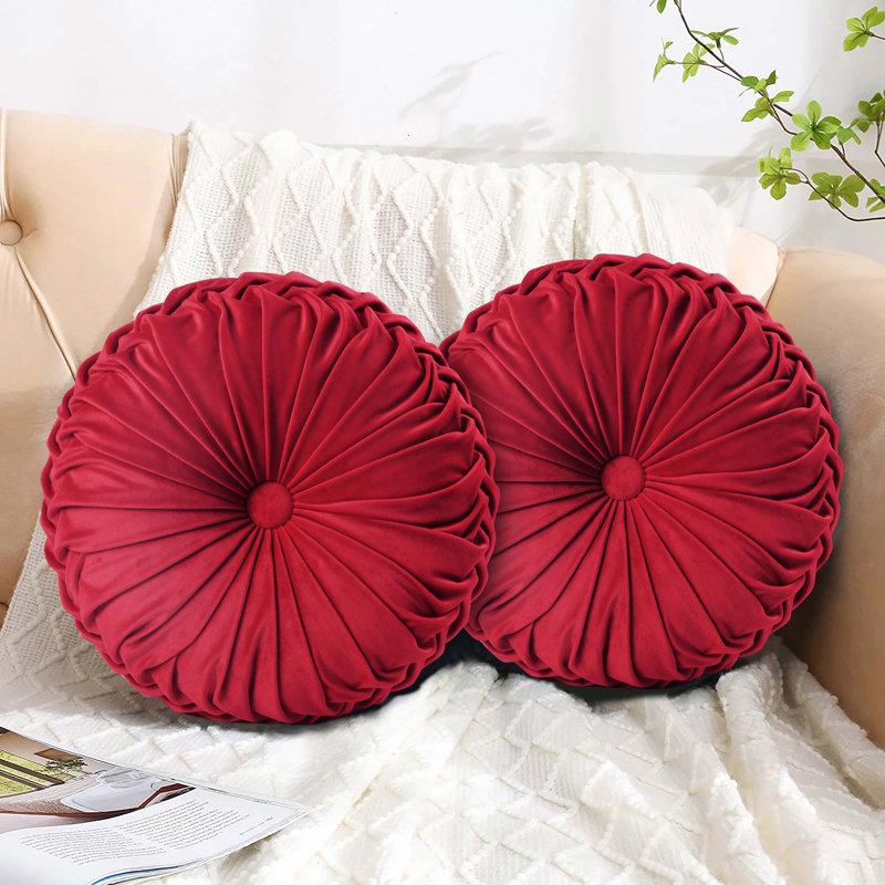 Wayfair Echo Buttons Velvet Throw Pillow (Set of 2)