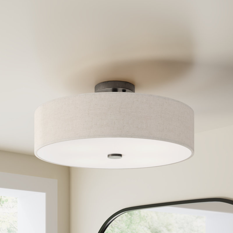 Wayfair Flaire Linen Blend Semi Flush Mount