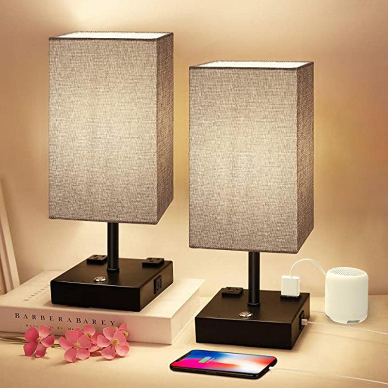Wayfair Fusaro Metal USB Table Lamp (Set of 2)