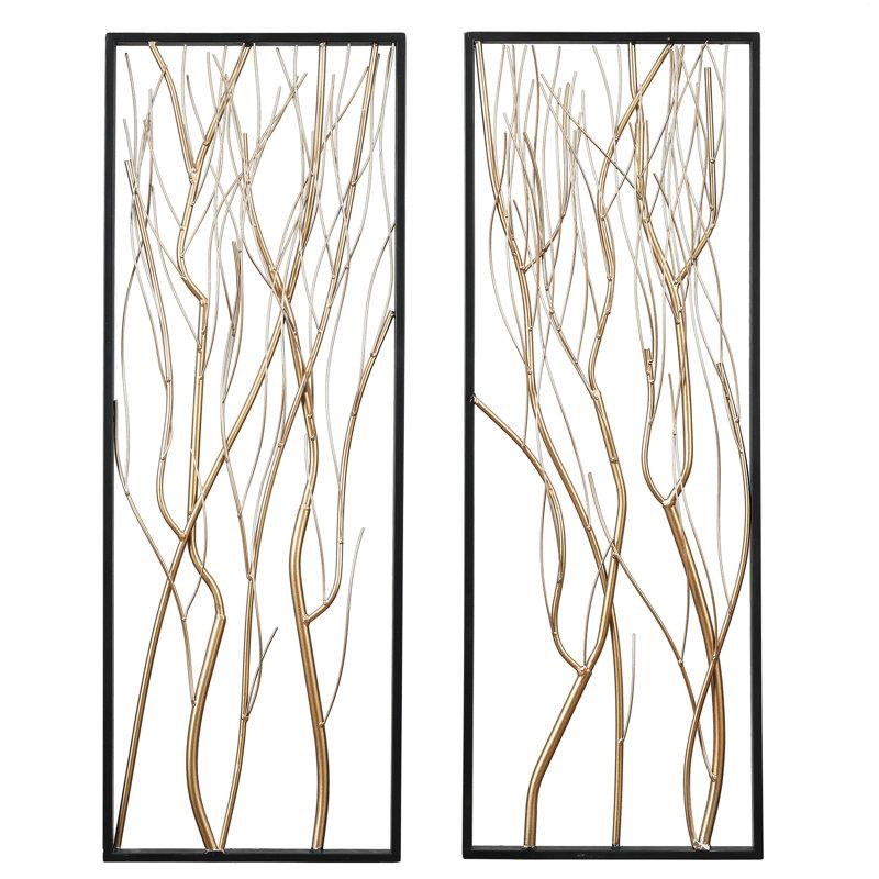 Wayfair Gold Metal Branch Wall Decor Set (Set Of 2)