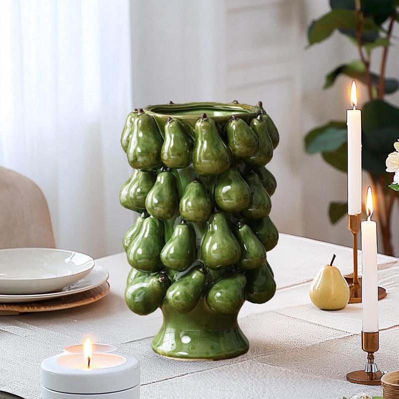 Wayfair Green Modern Pears 12.4-Inch Tall Vase