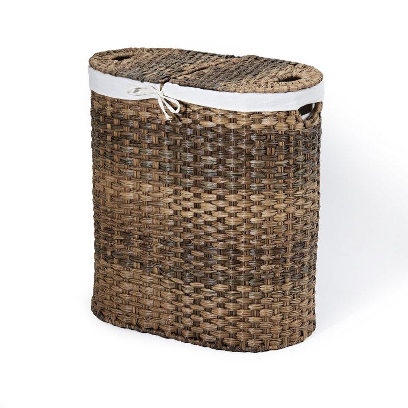 Wayfair Handwoven Double Lidded Oval Hamper Sorter