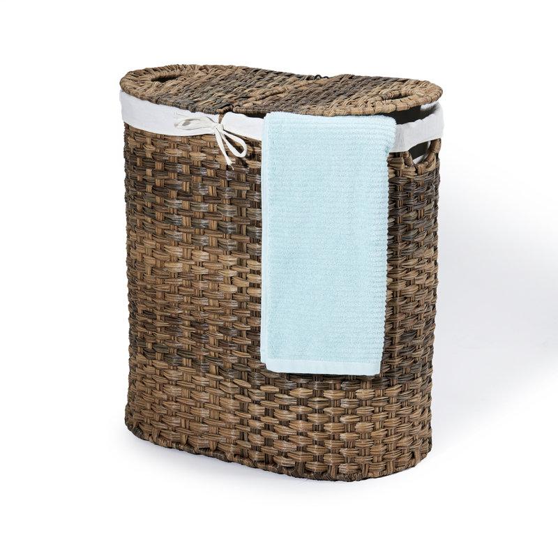 Wayfair Handwoven Double Lidded Oval Hamper Sorter