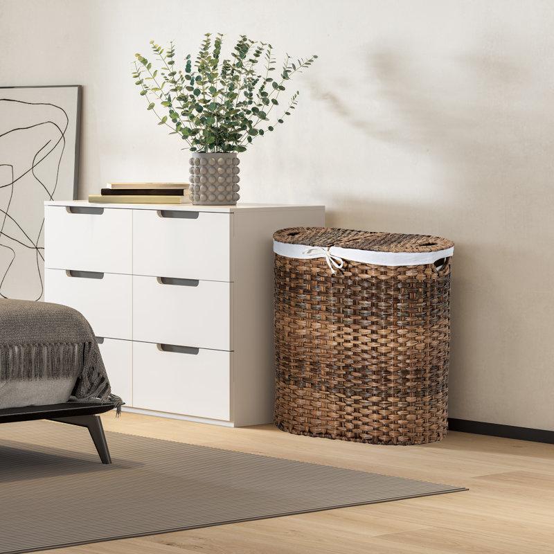 Wayfair Handwoven Double Lidded Oval Hamper Sorter