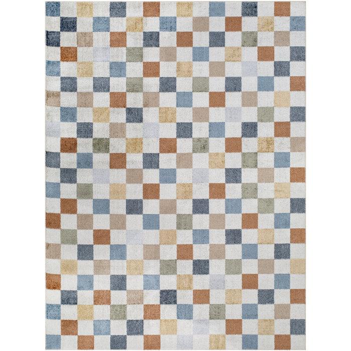 Wayfair Jules Checkered Denim Area Rug