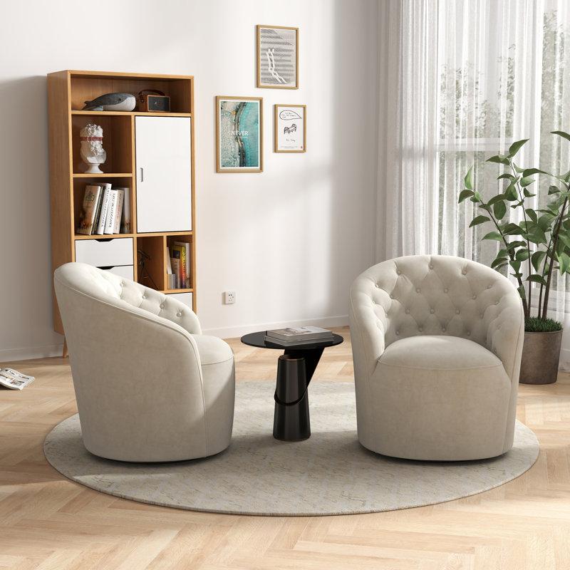 Wayfair Kehr Velvet Swivel Barrel Chair (Set Of 2)