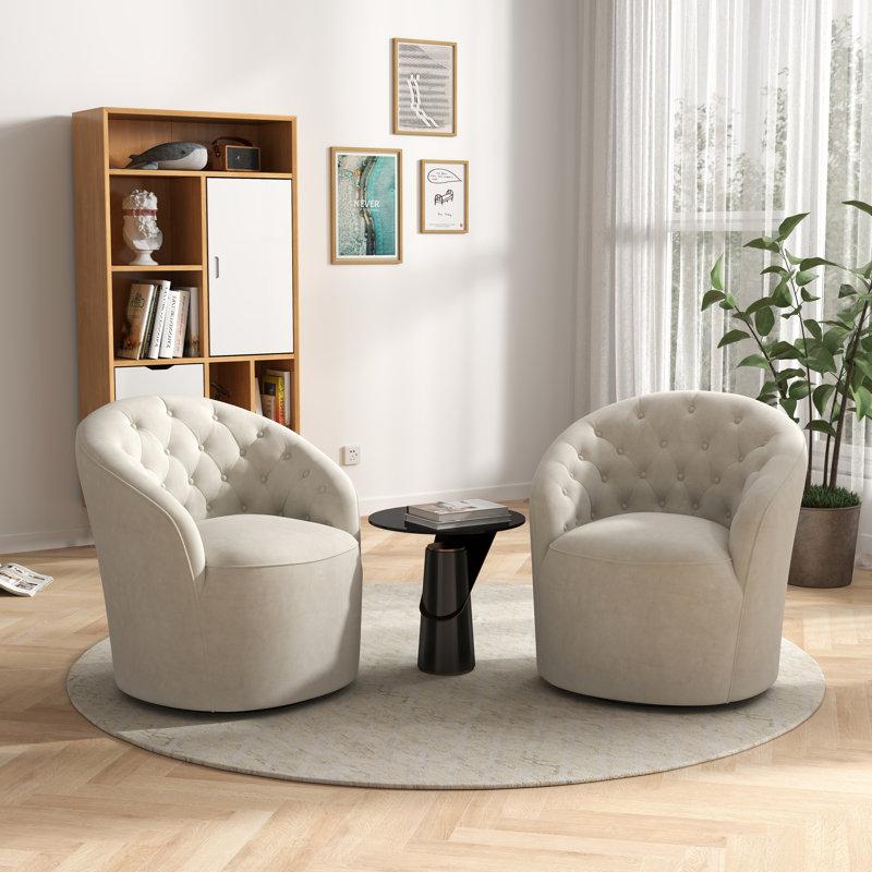Wayfair Kehr Velvet Swivel Barrel Chair (Set Of 2)
