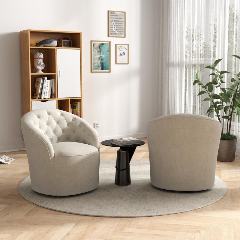 Wayfair Kehr Velvet Swivel Barrel Chair (Set of 2)
