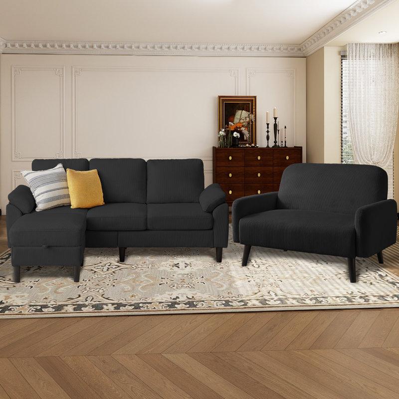 Wayfair Lamaya Corduroy 3 - Piece Living Room Set
