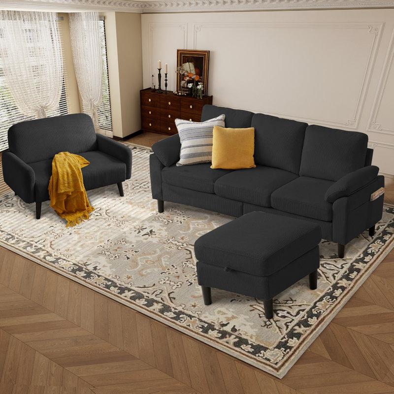 Wayfair Lamaya Corduroy 3 - Piece Living Room Set
