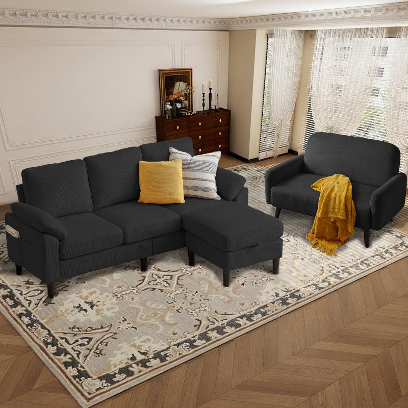 Wayfair Lamaya Corduroy 3 - Piece Living Room Set