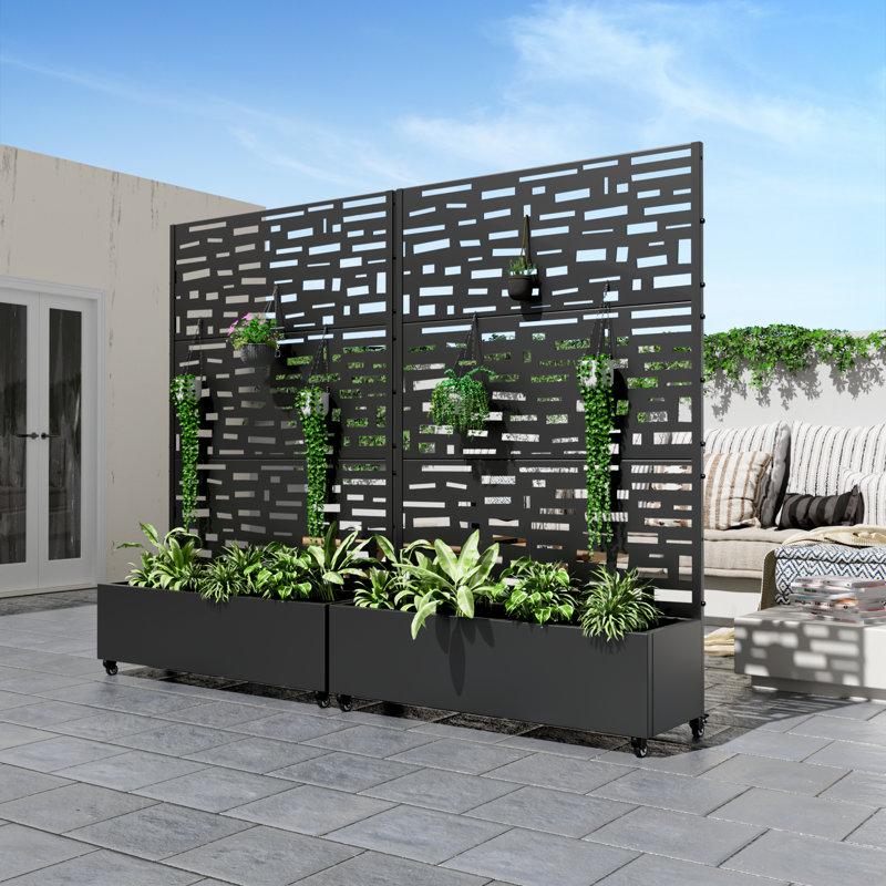 Wayfair Metal Planter Box With Trellis With Wheels