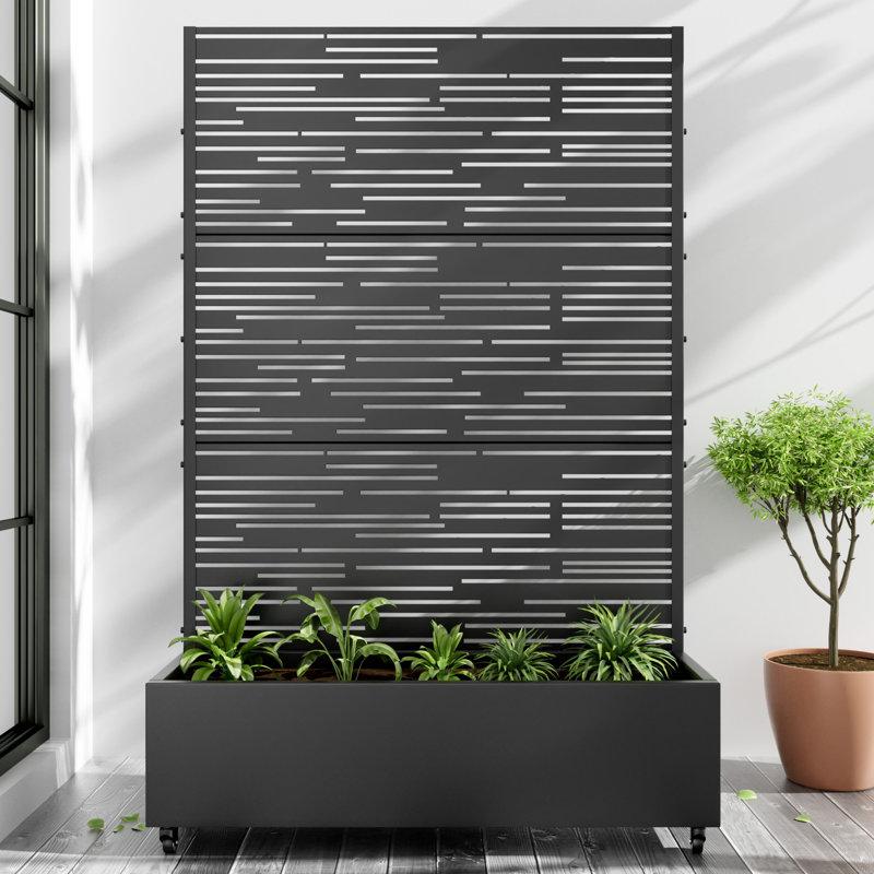 Wayfair Metal Planter Box With Trellis With Wheels