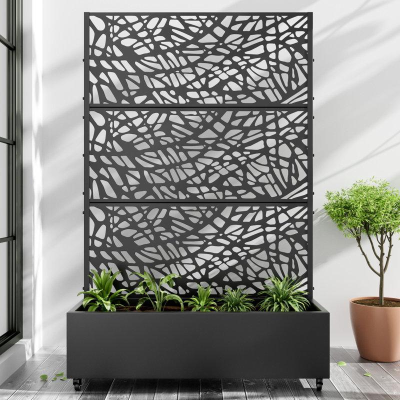 Wayfair Metal Planter Box With Trellis With Wheels