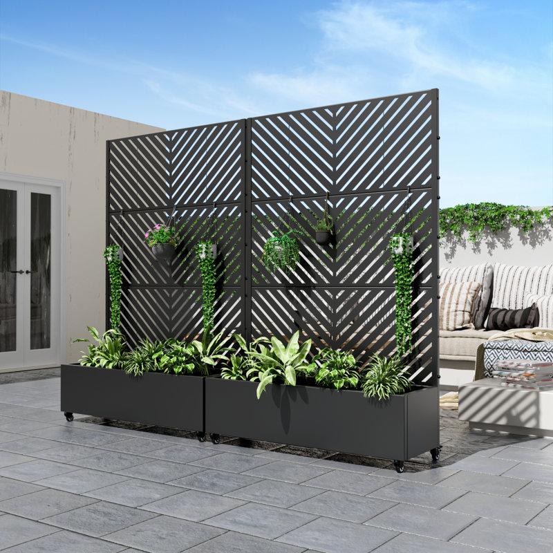 Wayfair Metal Planter Box With Trellis With Wheels