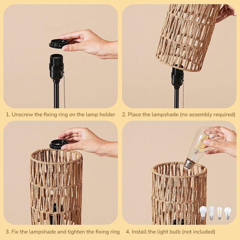 Wayfair Modern Black Table Lamp With Rattan Shade