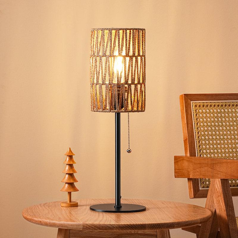 Wayfair Modern Black Table Lamp With Rattan Shade