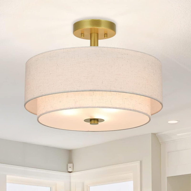 Wayfair Nichoel Fabric Shade Semi Flush Mount