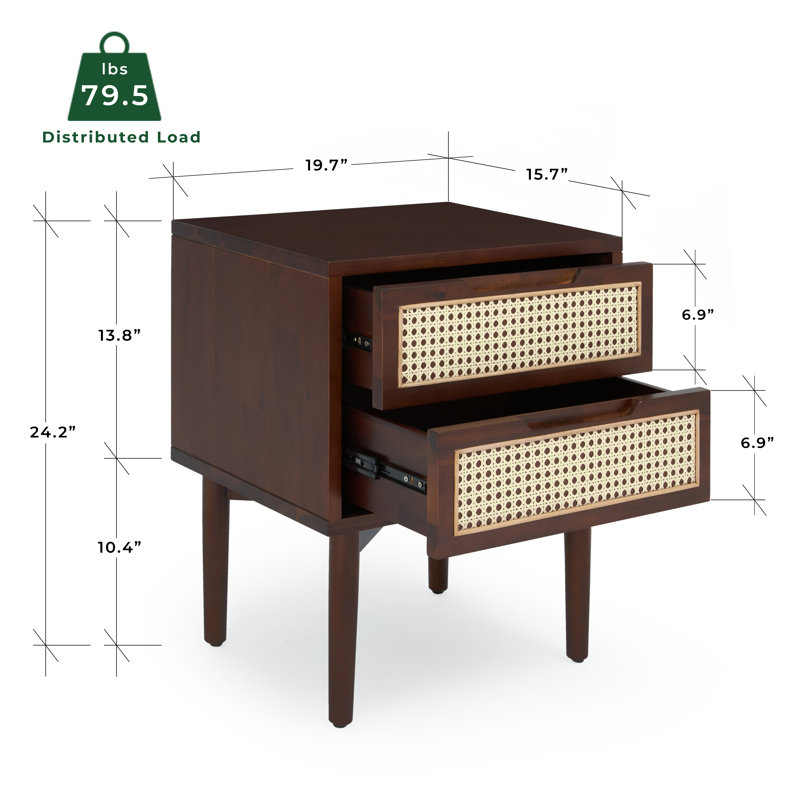 Wayfair Oliver Solid Wood 2-Drawer Nightstand