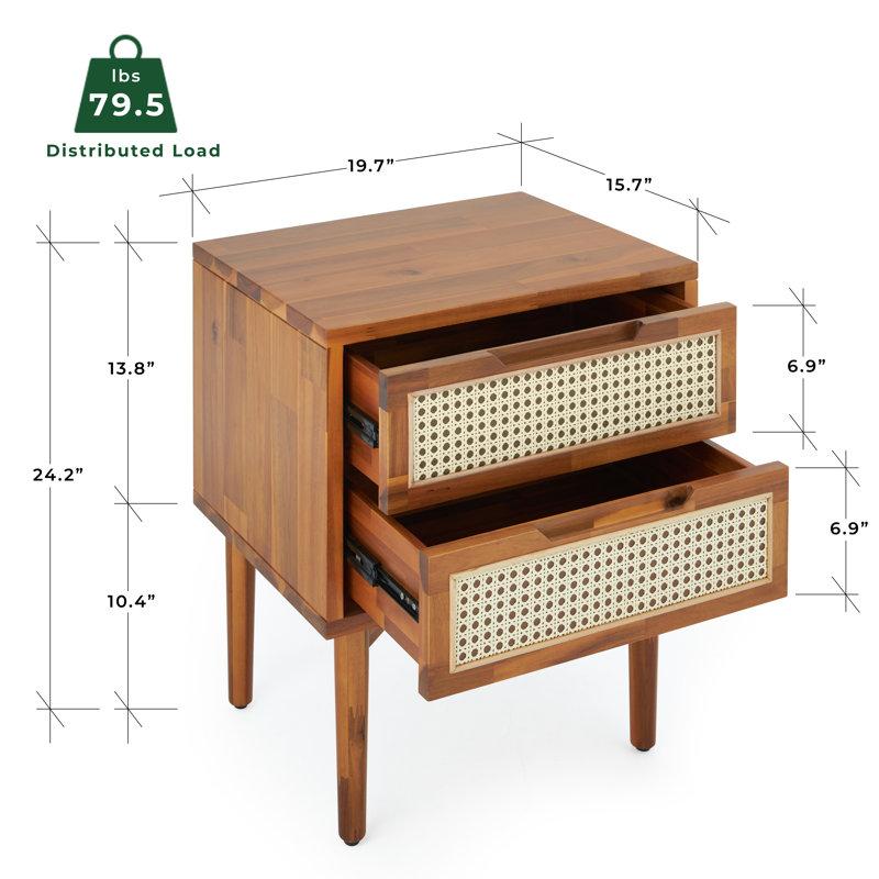 Wayfair Oliver Solid Wood 2-Drawer Nightstand