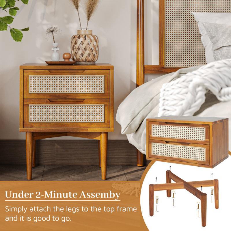 Wayfair Oliver Solid Wood 2-Drawer Nightstand