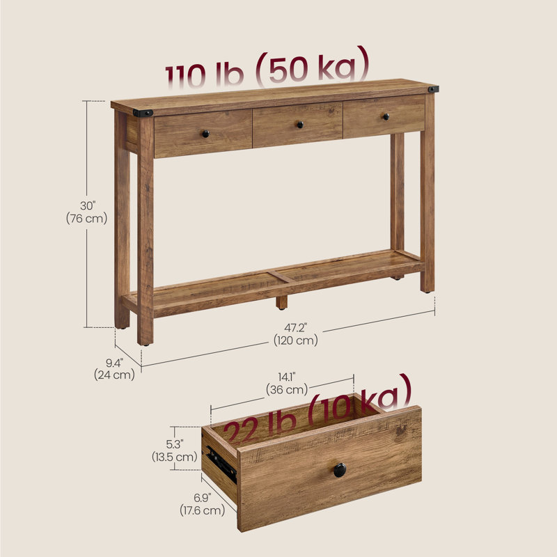 Wayfair Sahai 47.2" Console Table With 3 Drawers