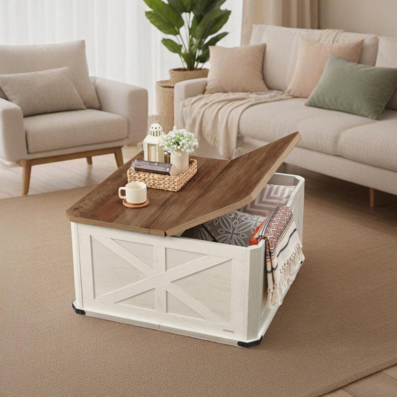 Wayfair Square Coffee Table With Flip-Top Lids