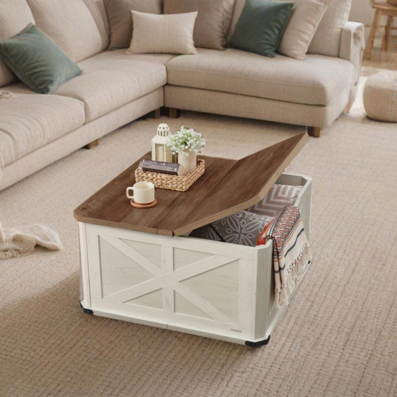 Wayfair Square Coffee Table With Flip-Top Lids