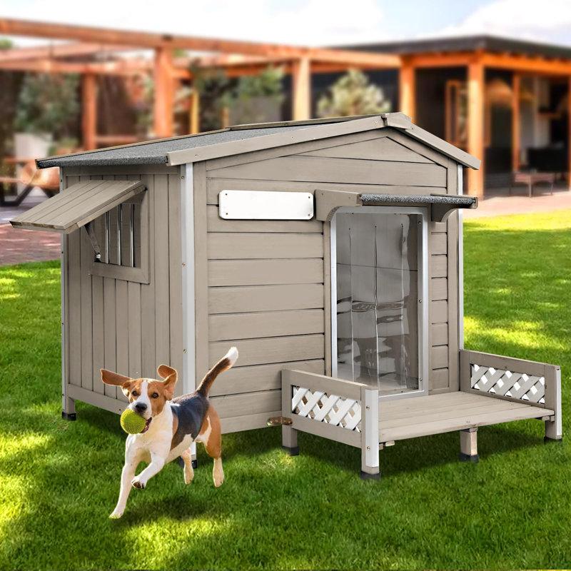 Wayfair Wooden Dog House With Porch Asphalt Roof