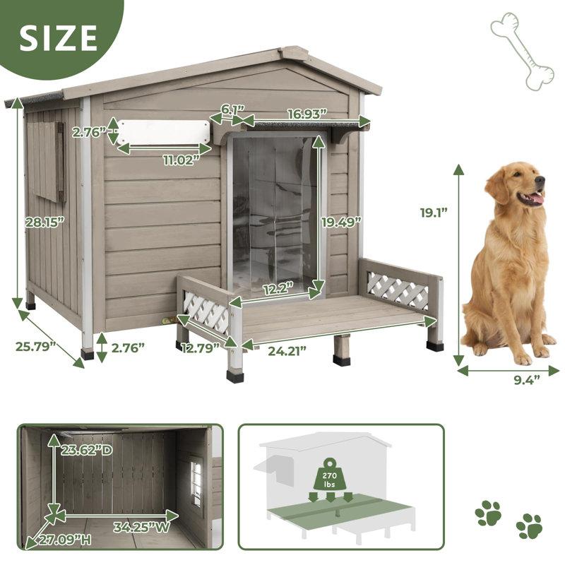 Wayfair Wooden Dog House With Porch Asphalt Roof