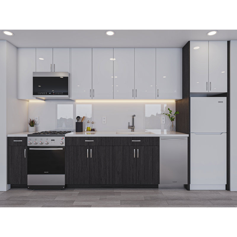 Wayfair White Gloss & Carbon Marine Assembled Kitchen Cabinet Set – Full Kit