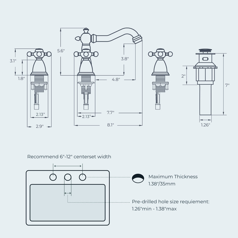 Wayfair Widespread Faucet 2-handle Bathroom Faucet With Drain Assembly WB-03034G